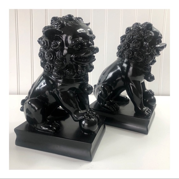 Other - Foo Dogs Statues / Bookends in Black Gloss